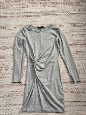 Dynamite Grey Twist-Detail Long Sleeve Dress